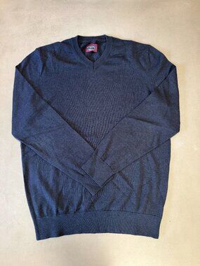 UNTUCKit Sweater Mens Medium Navy Spitler V Neck Merino Wool Pullover Knit